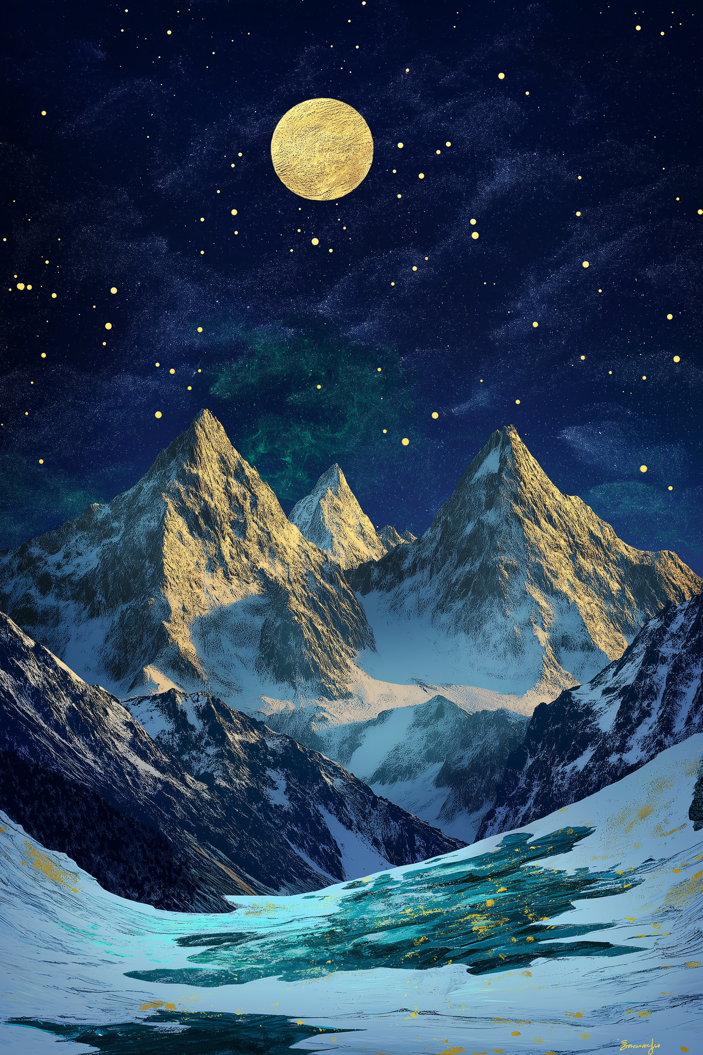 Golden Mountain Landscape