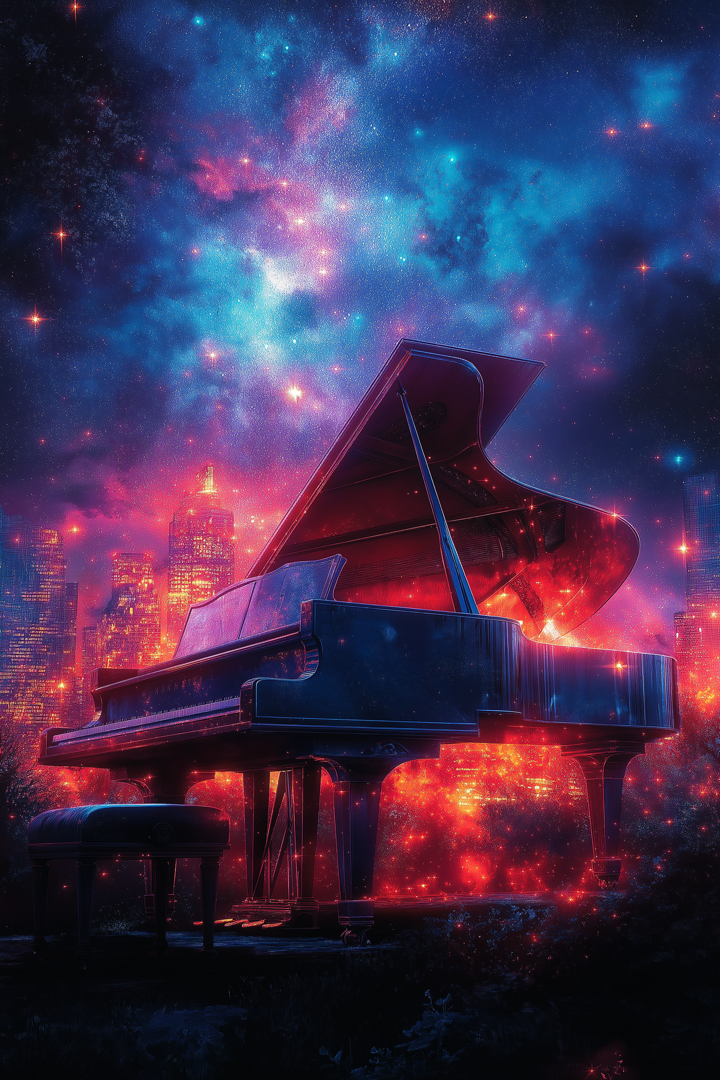 Poster mit magischem Klavier