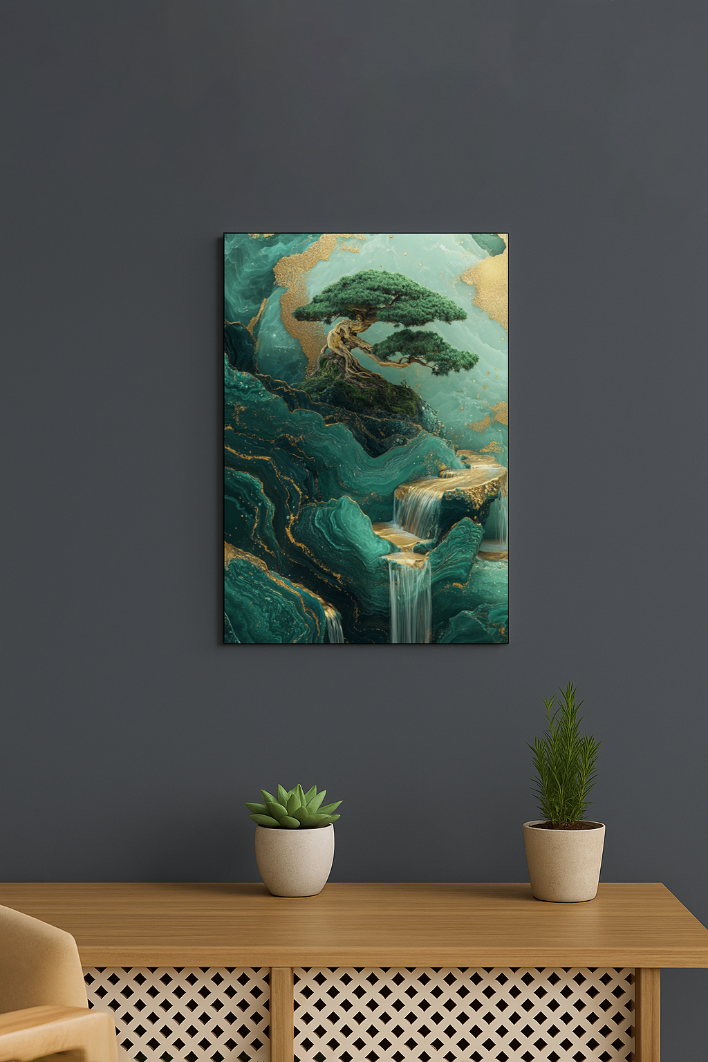 Golden Bonsai Falls Art