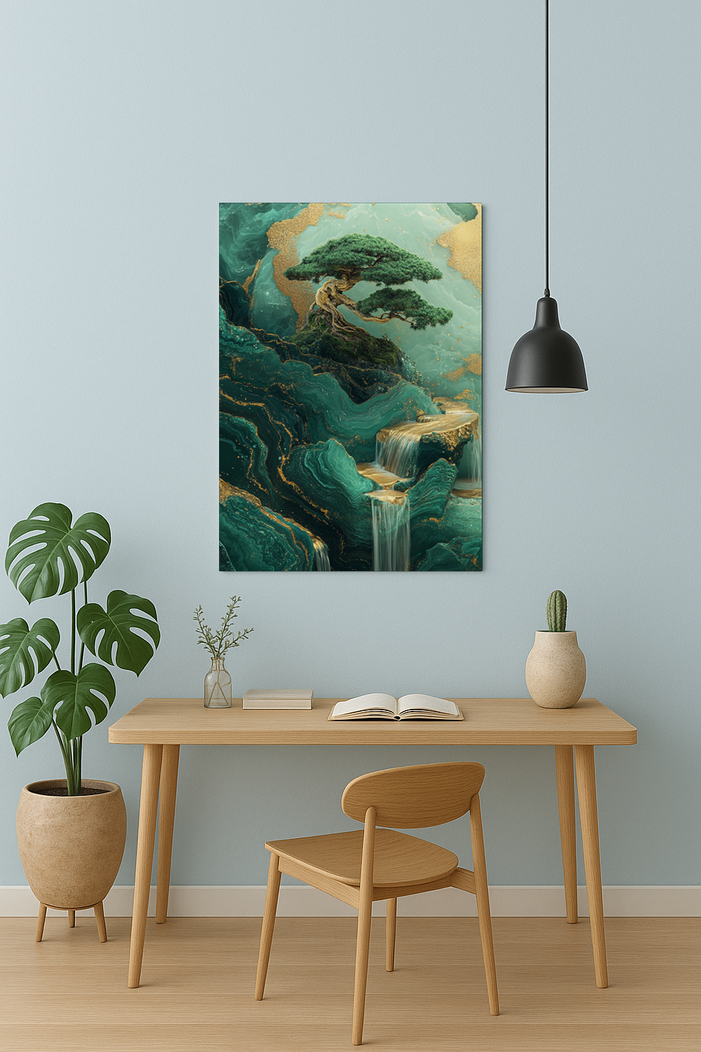 Golden Bonsai Falls Art