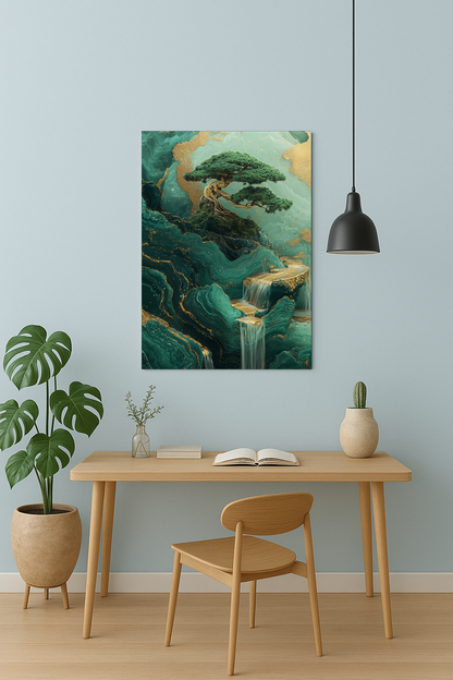 Golden Bonsai Falls Art